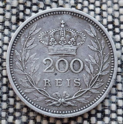 Португалия 200 рейсов 1909 года. Король Эмануэль II. Серебро! Сторгуй за свою цену, предложи обмен! Y