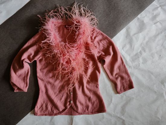 Трикотажный жакет Monsoon с перьями, размер М