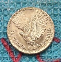 Чили 5 сентимос 1966 года "S", UNC. Орел. Новогодняя ликвидация!