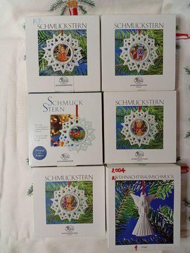 Игрушки на ёлку звёзды и ангел от Hutschenreuther, Германия