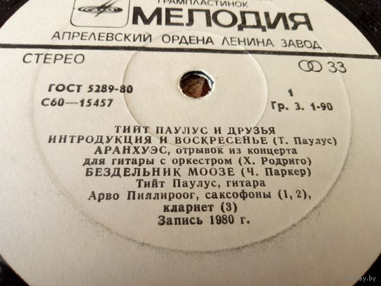 Виниловая пластинка ТИЙТ ПАУЛУС И ДРУЗЬЯ.