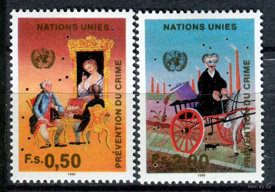 ООН (Женева) - 1990г. - Конгресс по предупреждению преступности. Картины - полная серия, MNH [Mi 190-191] - 2 марки