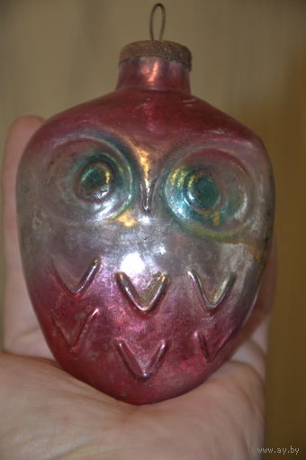 Сова большая кремлевская игрушка толстое стекло
