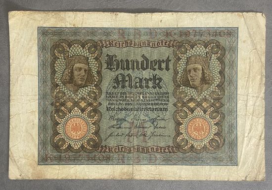 Банкнота 100 марок 1920 год. Веймарская республика