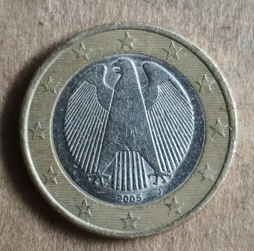 Германия 1 евро 2005 г., отметка мд. "J" - Гамбург, KM# 213