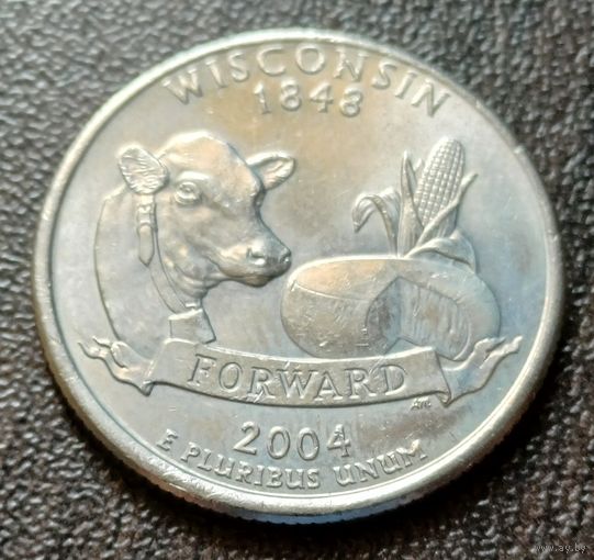 США 1/4 доллара, 2004 Квотер штата Висконсин   P     ( 1-6-1 )