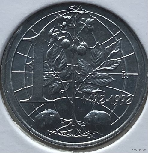 Сан-Марино 1 лира 1992 г. 500 лет открытию Америки. В холдере