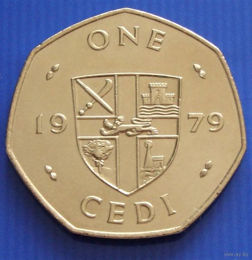 Гана. 1 седи 1979 год  KM#19  "Ракушка - каури"   Тираж: 160.000.000 шт
