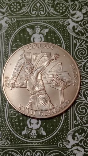 Либерия 5 долларов 2000 олимпийские игры метание копья