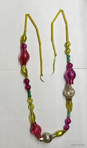 Старинные елочные бусы стеклярус К.5