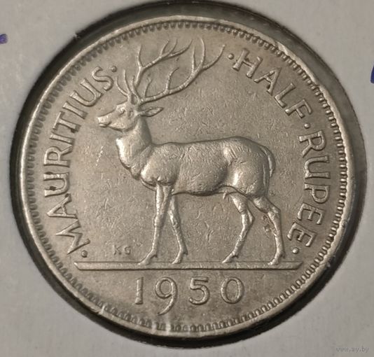 Маврикий 1/2 рупии, 1950