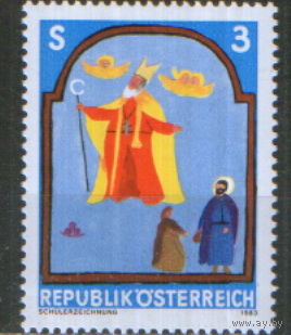 Полная серия из 1 марки 1983г. Австрия "Детский рисунок. Алтарь церкви Святого Николая" MNH
