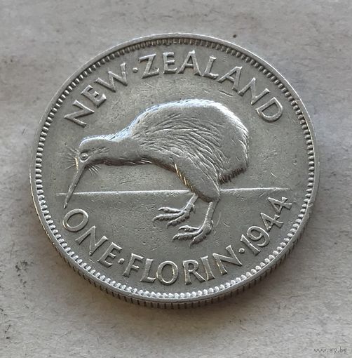 Новая Зеландия 2 шиллинга (флорин) 1944 Георг VI - серебро 0,500, редкая, тираж 140.000!