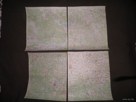 Карты (39х34 см) Давид-Городок,Бешенковичи,Лепель,Бара новичи.70-е г.С рубля.