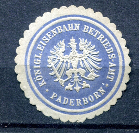 Германия, Рейх- 1900-е - королевская железная дорога г. Падерборн - 1 виньетка - облатка - чистая, без клея. Без МЦ!