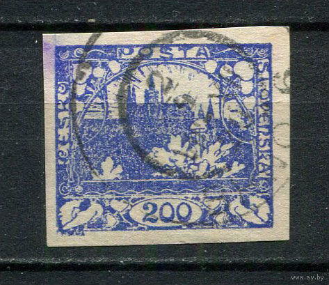 Первая Чехословацкая республика - 1918/1919 - Пражский Град 200H - [Mi.9a] - 1 марка. Гашеная.  (Лот 60HL)-T2P3