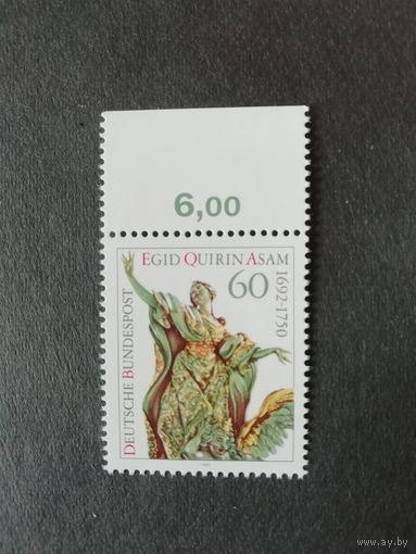 Германия. 1992 Марка "300 лет со дня рождения скульптора Эгида Квирина Асама. Скульптура Девы Марии" (чистая**) Mi.1624 каталог 1.50 евро