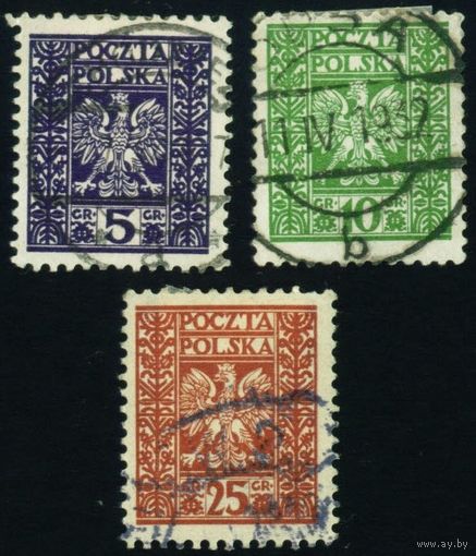 Герб Польши 1928 год серия из 3-х марок