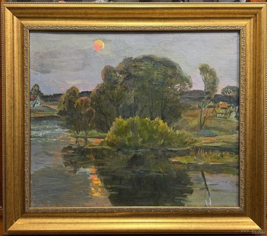 Гугель А.С. Вариант каталожной работы "Летняя ночь.Ждановичи", 1973г. Холст, масло. Размер с рамой 73,5х64,5 см.