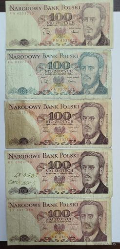 100 злотых Польши 1986, 1988 года