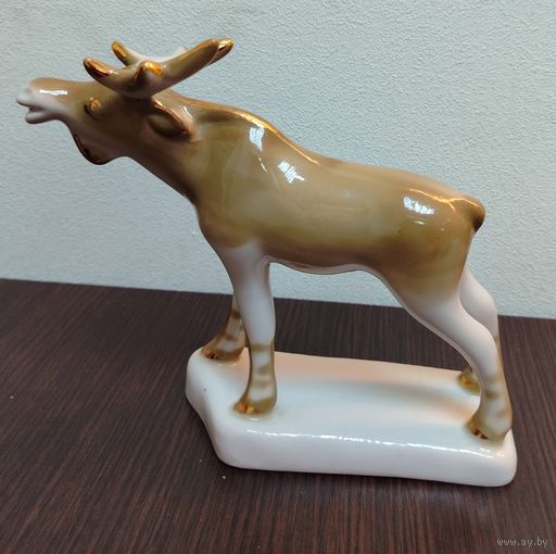 Винтажная фарфоровая статуэтка лось производство СССР