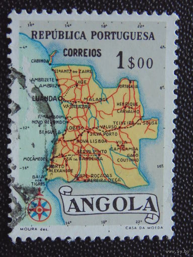 Португальская Ангола 1955 г. Карта.