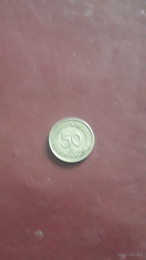 ГЕРМАНИЯ 50 пфеннингов  1990 год/ F/