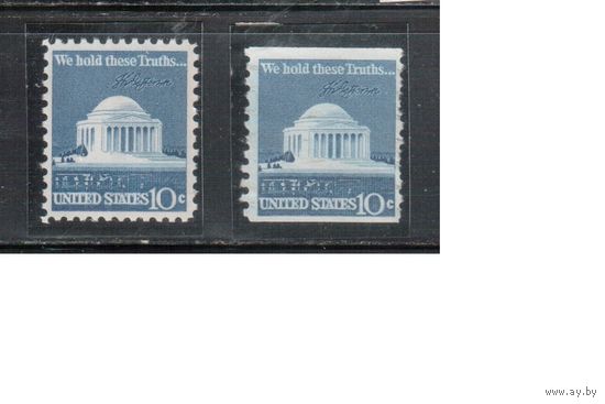 США-1973, (Мих.1127 А+С),  **/* , Стандарт, Архитектура, 2 зубц.