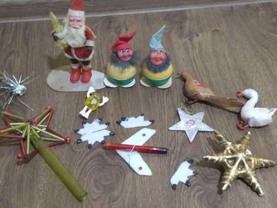 Ёлочные игрушки папье Маше. Гномы ГДР. Самолёт.