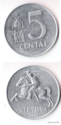 5 центов Литва 1991 год