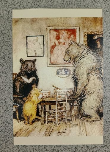 Открытка иллюстрация из книги "Английские сказки" Ф. Энн Стил Златовласка чистая