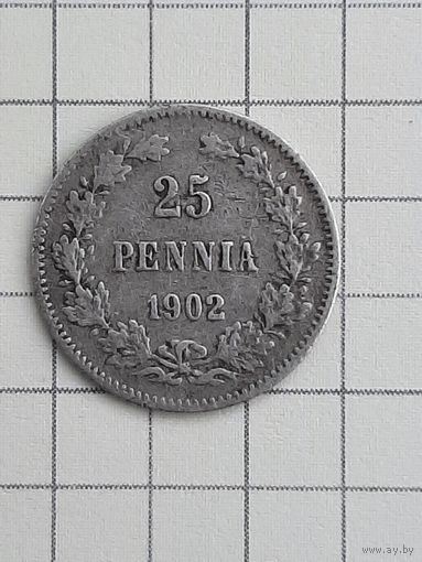 Монета 25 Пенни Финляндия 1902 г