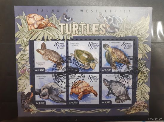 Сьерра-Леоне. 2015 год. Фауна. Черепахи. Блок (698)