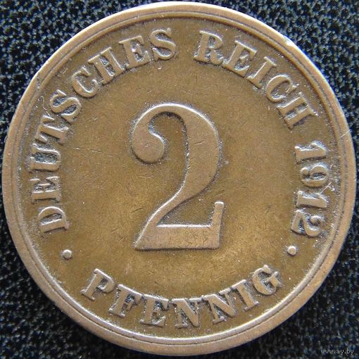 YS: Германия, Рейх, 2 пфеннига 1912G, KM# 16