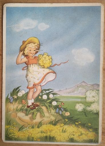 Девочка на пригорке. Германия 1950-е. Чистая.