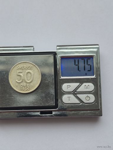 50 эре 1956 года Швеция. Серебро 400. Монета не чищена. 45650