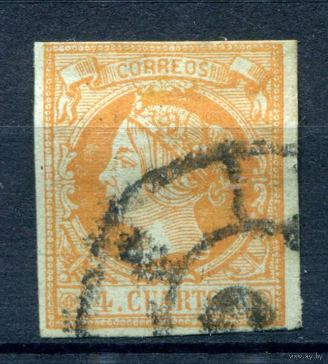 Испания (Королевство) - 1860/61г. - королева Изабелла II, 4 Cs - 1 марка - гашёная [Mi 44]. #1-Sp-17-A-1
