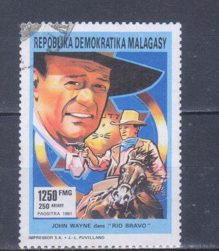 [2117] Мадагаскар 1991. Искусство.Кино.Лошади на почтовых марках. Гашеная марка.