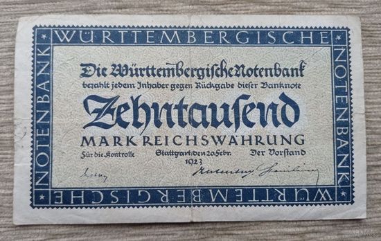 Werty71 Германия 10000 марок 1923 банкнота Гроссгельд Вюртемберг