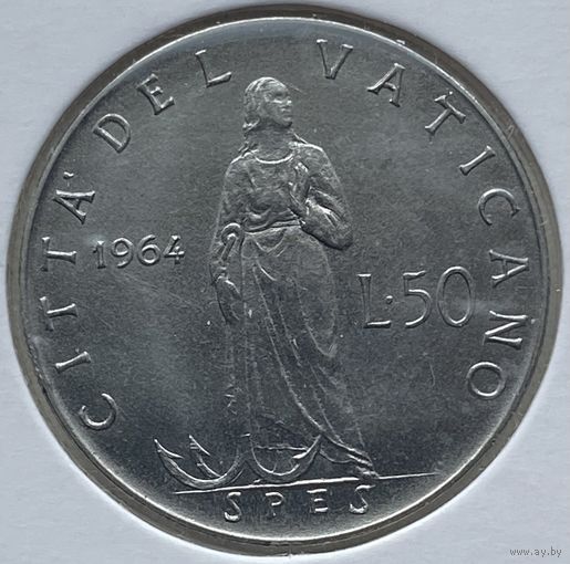 Ватикан 50 лир 1964 г. В холдере