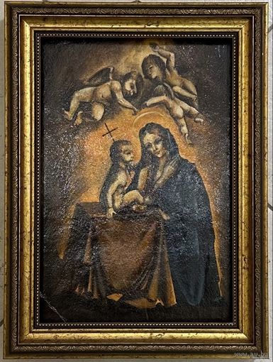 Почицкий В.В (dr.Klein) Ранний двухсторонний "Вседержитель и Богоматерь". Бумага , смешанная техника. Размер 20х28,5 см.