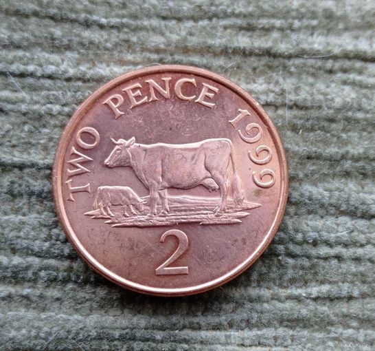 Werty71 Гернси 2 пенса 1999 Генсийская Корова