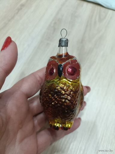 Елочные игрушки стекло, филин, сова