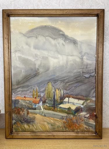 Доморад Владимир Александрович,акварель "Лавровое, плывут облака" 50-40см.