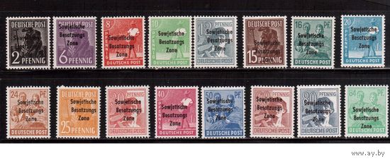 Германия-1948,(Мих.182-197) ** ,  Стандарт, Надп., Советская зона оккупации,(полная серия)