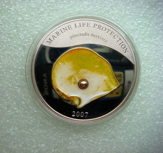 5 долларов Палау 2007. Жемчужина. "Пинктада максима". Серебро 925