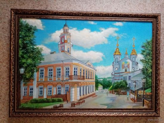 Левшинский В.А. "Вид на ратушу и церковь Вознесения Христова", Витебск 40х60см. х.м.