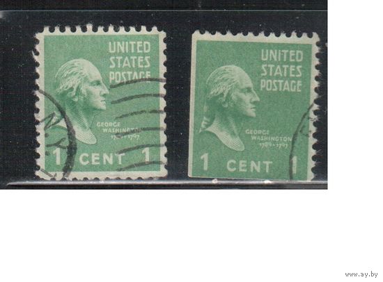 США-1938, (Мих.411 А+Е), гаш.   , Стандарт, Президенты, Вашингтон,  различные зубцовки