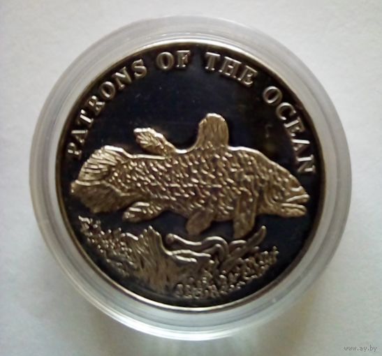 Замбия 4000 квач 2001г,серебро.Кистеперая рыба.Пруф