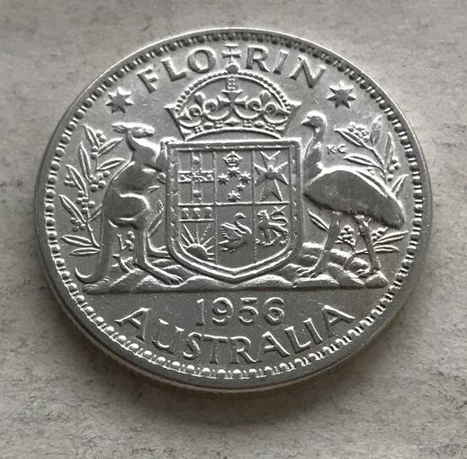 Австралия флорин (2 шиллинга) 1956 Елизавета II - серебро 0,500